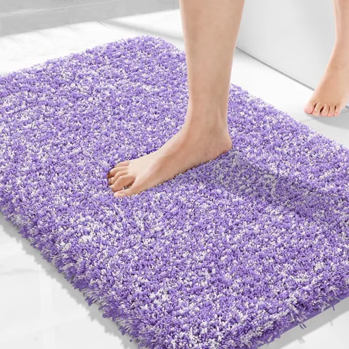 Vista 104 de Yimobra Alfombras de baño en negro y blanco antideslizantes lavables, tapetes de baño ultra suaves y absorbentes de agua, alfombra de ducha suave