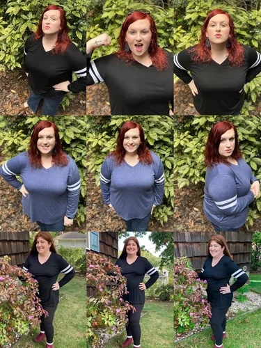 Vista 5 de DOLNINE Camisetas de talla grande para mujer, de manga larga, cuello en V, estilo casual, a rayas, túnica