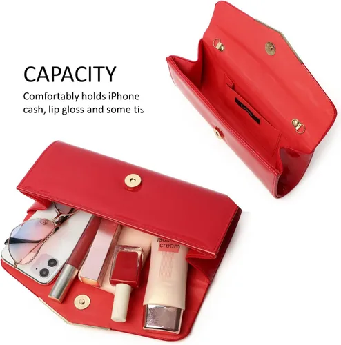 Vista 6 de Bolso de mano de cuero de charol para mujer, elegante bolso cruzado para el hombro, bolso para Navidad, boda, fiesta, baile de graduación