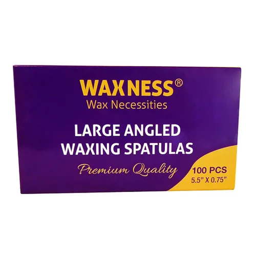 Vista 2 de Waxness Espátulas de cera de madera, 100 unidades, varillas aplicadoras en ángulo para cera corporal y de precisión, madera de abedul desechable
