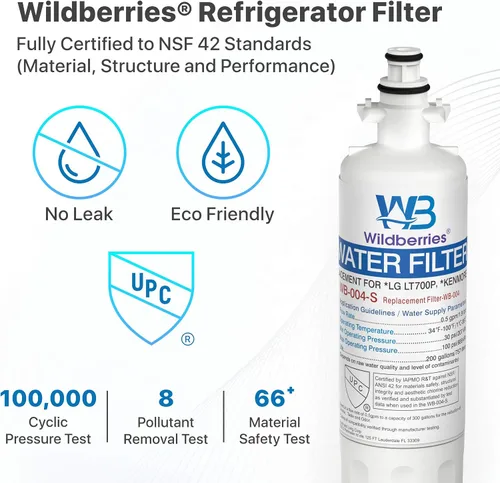 Vista 3 de Wildberries 9690, LT700P NSF - Filtro de agua de repuesto para refrigerador LG LT700P, Kenmore Elite 9690, Kenmore Clear 46-9690, RWF1200A
