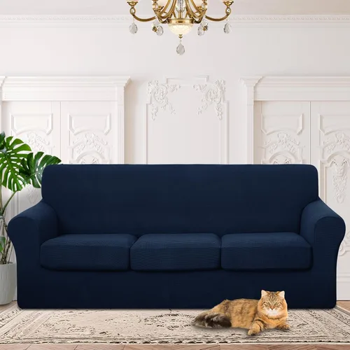 Vista 70 de 2 fundas elásticas para sillas de 1 cojín, protector de muebles, fundas de sofá, lavables, aptas para mascotas, funda antideslizante con parte