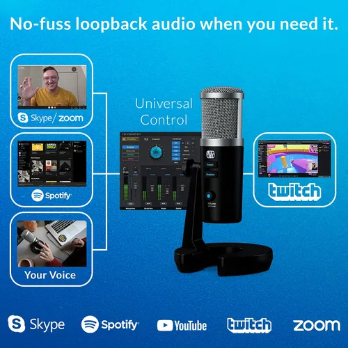 Vista 5 de PreSonus Revelator USB - Micrófono de condensador para podcast, transmisión en vivo, con efectos de voz incorporados más mezclador de bucle