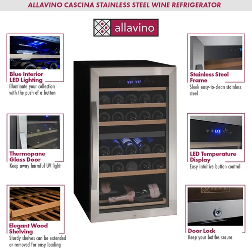 Vista 2 de Allavino KWR28D-2SR Refrigerador de vino, 28 botellas, acero inoxidable