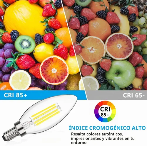 Vista 8 de MAXvolador, bombillas LED regulables E12 candelabro clásico, equivalentes a 60 W, luz blanca diurna de 5000 K, bombilla LED de araña de 600 lm