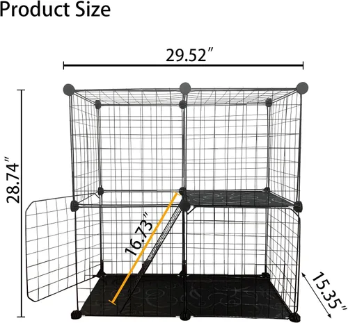 Vista 2 de Jaula para gatos de 2 niveles para interiores, jaulas de metal extraíbles para gatitos, hurones desmontables, portátil, para animales pequeños, casa