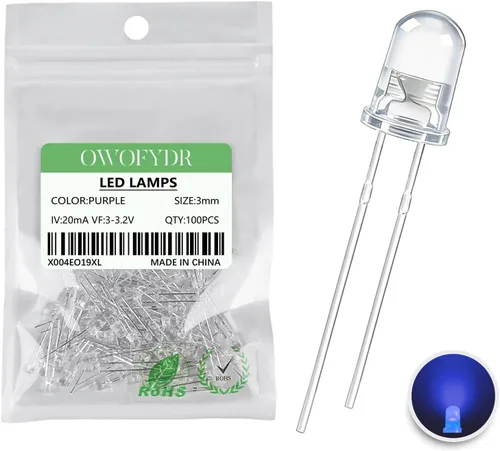 Vista 27 de 100 diodos LED RGB de 0.118 in, cátodo común, orificio pasante