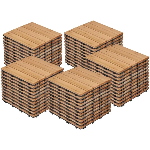 Vista 14 de Yaheetech 55 azulejos de terraza de patio entrelazados de madera compuesta de madera para cubierta de pisos de madera de 12 x 12 pulgadas, madera