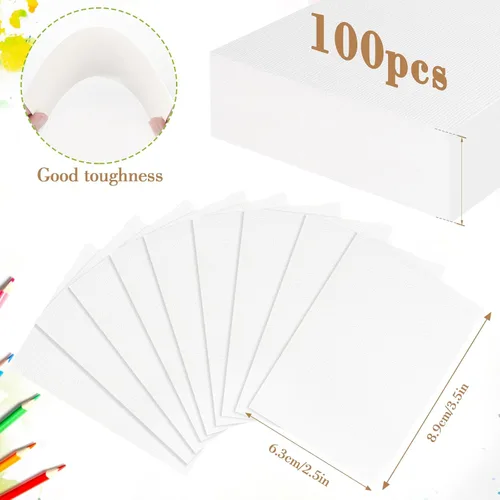 Vista 2 de 100PCS 2.5x3.5 Watercolor Paper Bulk, 140lb/300g Cold Press Thick Water Color Paper Pad for Child Adult, White Art Paper for Drawing Painting