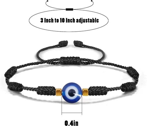 Vista 2 de VIBILIA Pulseras contra el mal de ojo para mujeres y hombres, hechas a mano, trenzadas, de buena suerte, cuerda de cuerda, hilo de amistad, cuerda