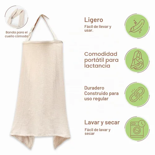 Vista 3 de Funda de lactancia materna 100% algodón orgánico, 43 x 28 pulgadas, versátil