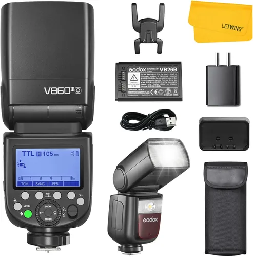 Vista 13 de Godox V860III-S Flash para Sony, 2,4G TTL Flash HSS Externo 1/8000s, 480 Destellos de Potencia Completa, Lámpara de Modelado LED de 10 Niveles