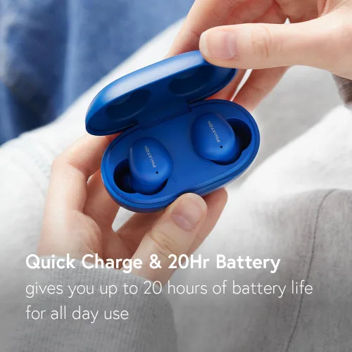 Vista 5 de Phiaton Bonobuds - Auriculares inalámbricos con cancelación de ruido, auriculares Bluetooth con control táctil. Batería de 20 horas y carga rápida