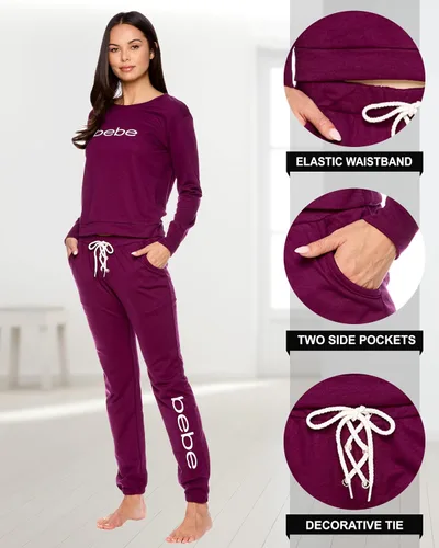 Vista 3 de bebe Conjunto de pijama de manga larga con puños y pantalones ajustados para mujer