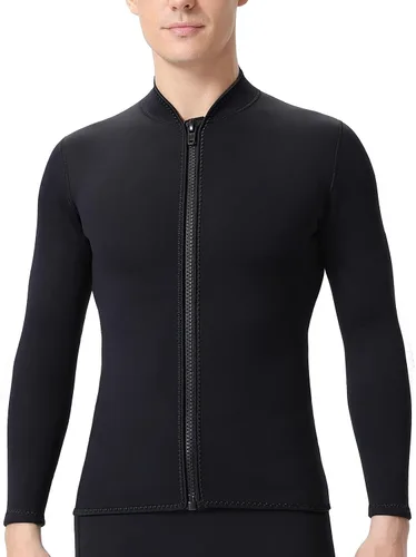 Vista 10 de Wetsuits Top Jacket Women Men 2mm Neoprene Long Sleeve Shirt Front Zipper Vest Wet Suit Keep Warm for Adult Youth Diving Surfing Swimming Water