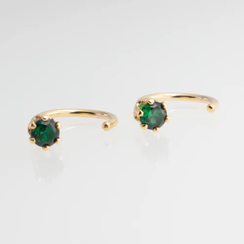 Vista 54 de Half Huggie Birthstone Gold Hoop Earrings for Women Tiny Cartilage Stud Piercing Earring Hypoallergenic Earring Screw Back Dainty Hug