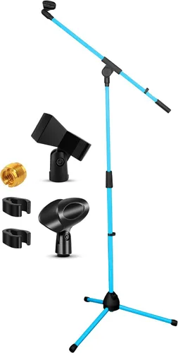 Vista 10 de 5 Core Soporte de micrófono de piso universal de altura ajustable trípode soportes de micrófono w brazo telescópico extensible plegable portátil w 2