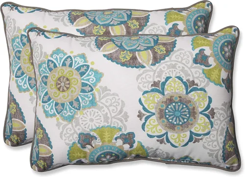 Vista 12 de Pillow Perfect Almohada decorativa floral para interiores y exteriores, relleno de felpa, resistente a la intemperie y a la decoloración, lumbar