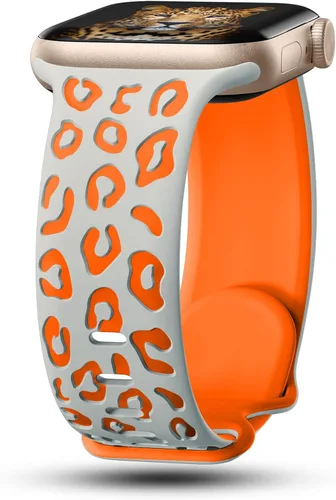Vista 13 de CreateGreat Correas de leopardo grabadas compatibles con Apple Watch Band de 1.575 in 1.614 in 1.496 in 1.654 in 1.732 in 1.772 in 1.811 in 1.929 in