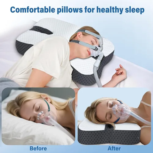 Vista 4 de Almohada antironquidos para dormir de lado, ayuda para evitar ronquidos con espuma viscoelástica, almohada ortopédica para dormir, solución