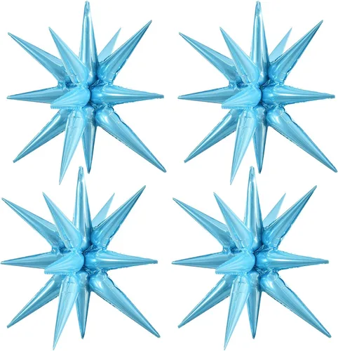 Vista 28 de TONIFUL 4 globos 4D enormes de estrella negra de 22 pulgadas, globos de aluminio de Mylar de estrella explosión para suministros de fiesta, telón