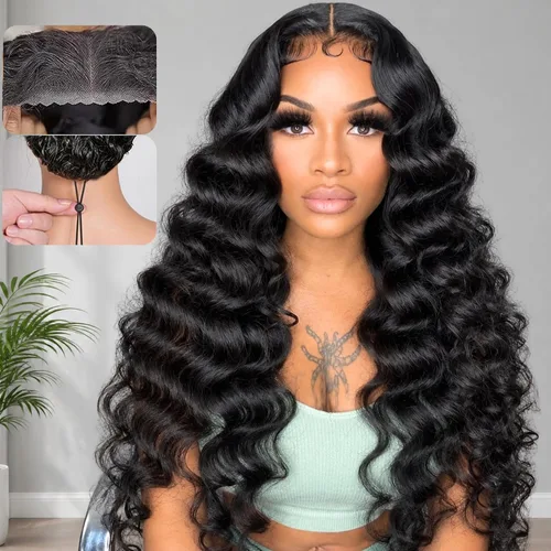 Vista 11 de NKTU Pelucas de cabello humano con encaje frontal, sin pegamento, para Color natural recto