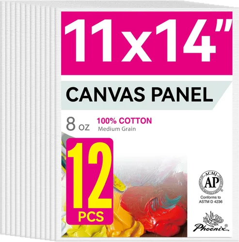Vista 42 de PHOENIX Paneles de Lienzo Pequeños para Pintura de 3x5 Pulgadas, Paquete de Valor de 12 Unidades - 8 Oz Triple Imprimado 100% Algodón Libre de Ácido