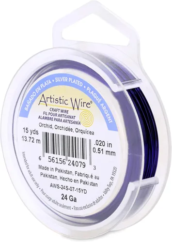 Vista 177 de Artistic Wire, Alambre de cobre de color chapado en plata de calibre 18, resistente al deslustre, amatista, 20 pies