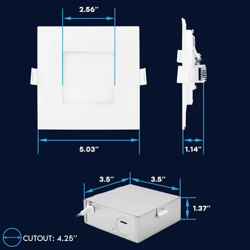 Vista 6 de LUXRITE Iluminación empotrable LED inteligente cuadrada de 4 pulgadas, cambio de color RGBW, control de aplicación WiFi, control de voz con Alexa