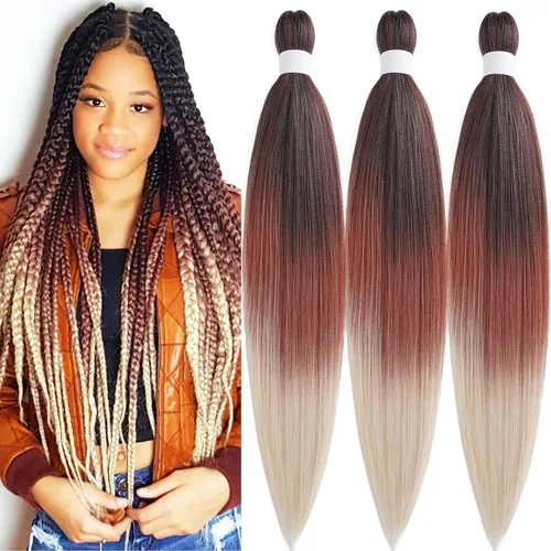 Vista 33 de Pelo trenzado corto 1B negro preestirado Extensiones de pelo trenzado para niños para trenzas de caja sin nudos, pelo trenzado preestirado de 16