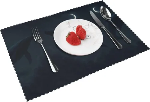 Vista 14 de Juego de 4 manteles individuales rectangulares, resistentes al calor 3D isométricos impresos para cocina y comedor