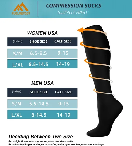 Vista 7 de FuelMeFoot Calcetines de compresión - 20-30mmHg Soporte graduado para hombres y mujeres, ideales para fútbol, correr y enfermeras