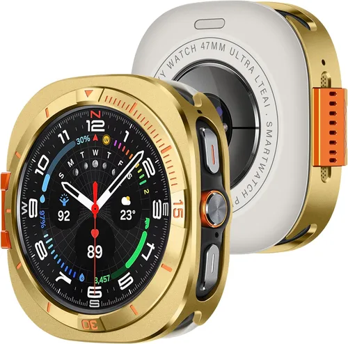 Vista 11 de Amizee Funda de metal compatible con Samsung Galaxy Watch 8 de 1.732 pulgadas con cubierta trasera, funda protectora resistente para Galaxy Watch 8