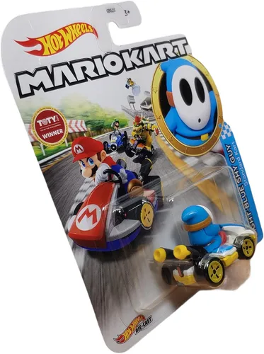 Vista 3 de DieCast Hotwheels Mario Kart Azul claro Shy Guy Standard Kart - Toty Winner 2021