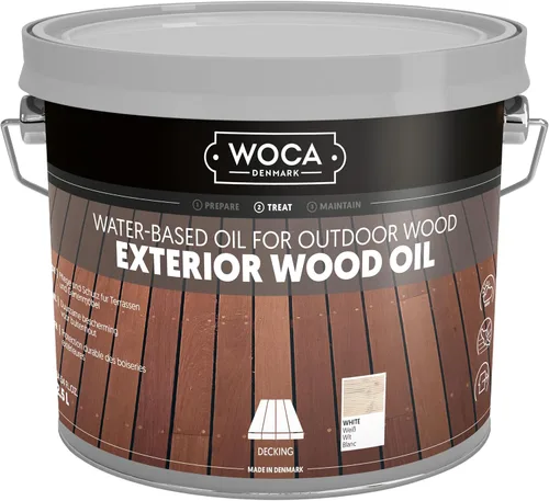 Vista 29 de WOCA Comprobador de aceite de madera exterior de Dinamarca, aceite penetrante a base de agua para superficies de madera al aire libre, muestra