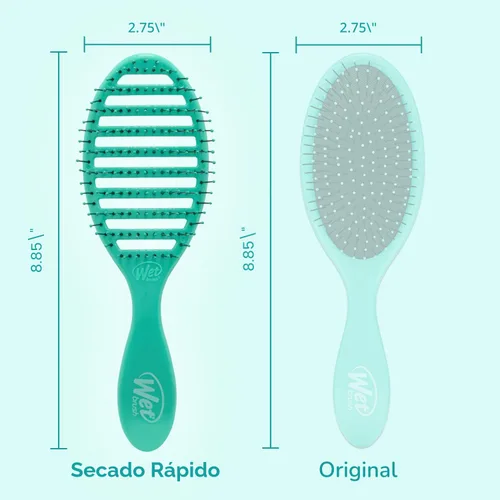 Vista 5 de Wet Brush Cepillo de Cabello de Secado Rápido, Aqua Exclusivo de Amazon, Diseño Ventilado y Cerdas Suaves HeatFlex, Seguro para Secado con Secador