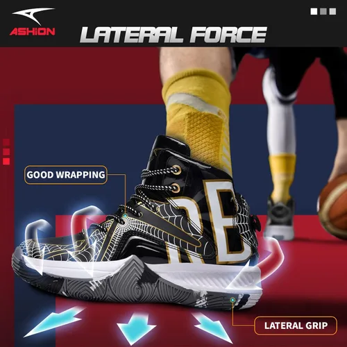 Vista 3 de ASHION Zapatos de baloncesto unisex para niños y niñas, tenis de caña alta, transpirables, con amortiguación al aire libre, zapatos deportivos