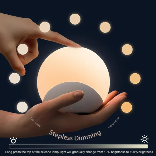 Vista 2 de IYT Luz nocturna para bebé, luz de huevo para niños, lámpara de noche táctil de atenuación continua, 7 colores regulables, lámpara táctil