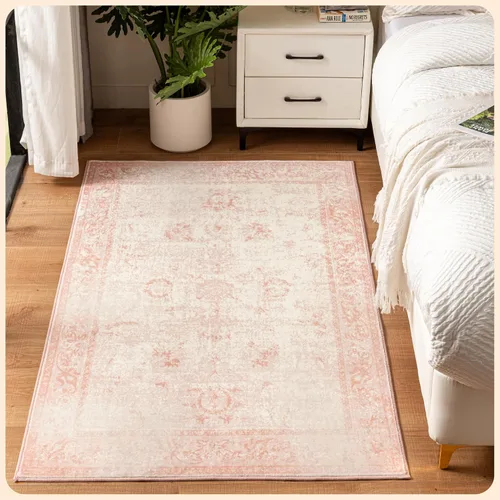 Vista 337 de Istana Alfombra larga antideslizante de 2.5 x 8 para el hogar, para pasillo y cocina, lavable, sedosa y suave al tacto, elegante, color azul y marfil