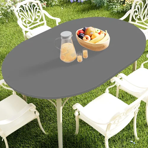 Vista 59 de Smiry Mantel redondo de pícnic, fundas de mesa elásticas impermeables para mesas de 18 a 24 pulgadas, manteles de vinilo con parte trasera