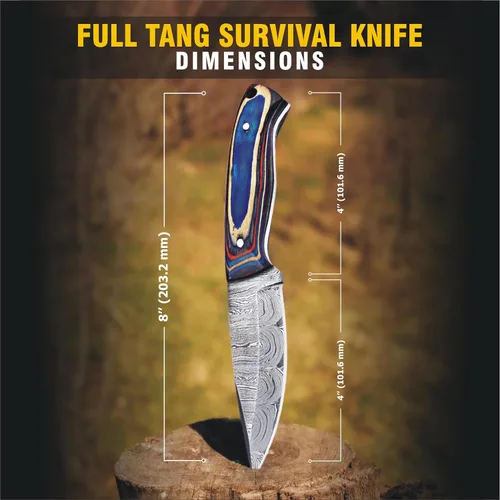 Vista 3 de Cuchillo hecho a mano de 8" con funda Azul