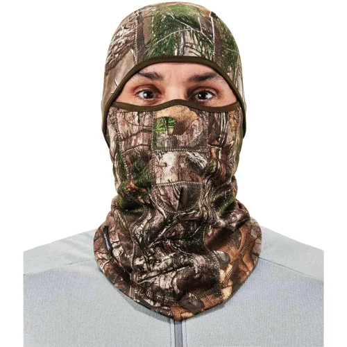 Vista 4 de Ergodyne - 16833 N-Ferno 6823 Pasamontañas de esquí, máscara facial de camuflaje resistente al viento, diseño con bisagras para usar como polaina
