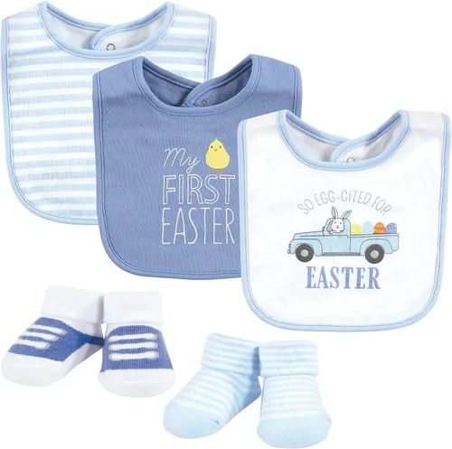 Vista 297 de Hudson Baby Conjunto de babero y calcetines unisex de algodón para bebé