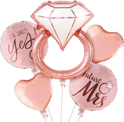 Vista 10 de KatchOn, Lindo Globo de Anillo de Diamante - Paquete de 4, 18 Pulgadas Decoraciones para Despedida de Soltera Globos de Anillo de Compromiso