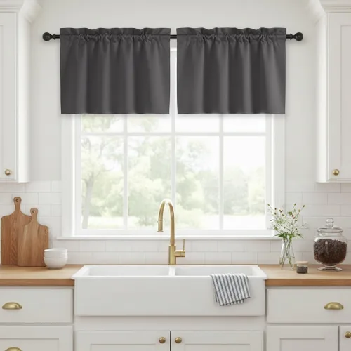Vista 50 de NICETOWN Cortinas Opacas Cortas - Tratamiento de Ventana con Aislamiento Térmico, Niveles de Cortina Pequeños para Sala de Estar/Cocina, 2 Paneles