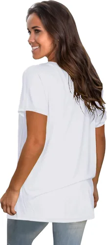 Vista 4 de Saloogoe Camisetas de verano de manga corta para mujer, holgadas, casuales, para entrenamiento, yoga, túnicas