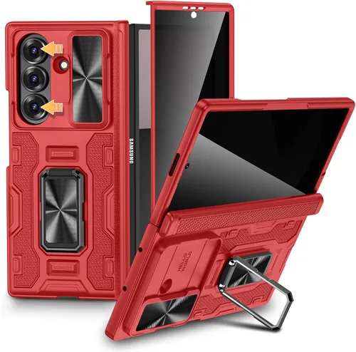 Vista 25 de VEGO Funda para Galaxy Z Fold 4 con Cubierta de Cámara Deslizante y Protección de Bisagra Funda con Protector de Pantalla Soporte Magnético de 360°