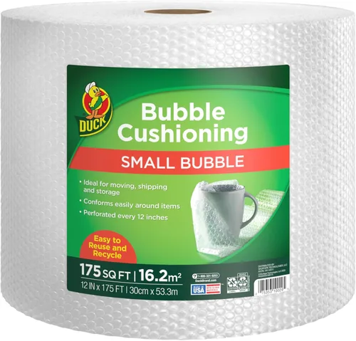 Vista 9 de Duck Brand Bubble Wrap - Embalaje protector original, 12 pulgadas de ancho x 30 pies de largo, rollo individual (393251), transparente