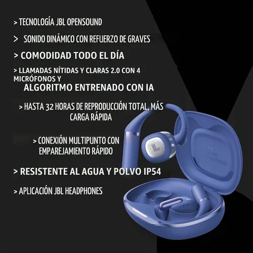 Vista 7 de JBL Sense Pro - Auriculares de oído abierto, sonido espacial, ajuste con gancho para la oreja, color negro