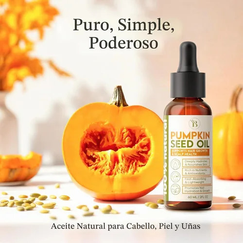 Vista 2 de Aceite de semilla de calabaza para el cuidado del cabello, prensado en frío